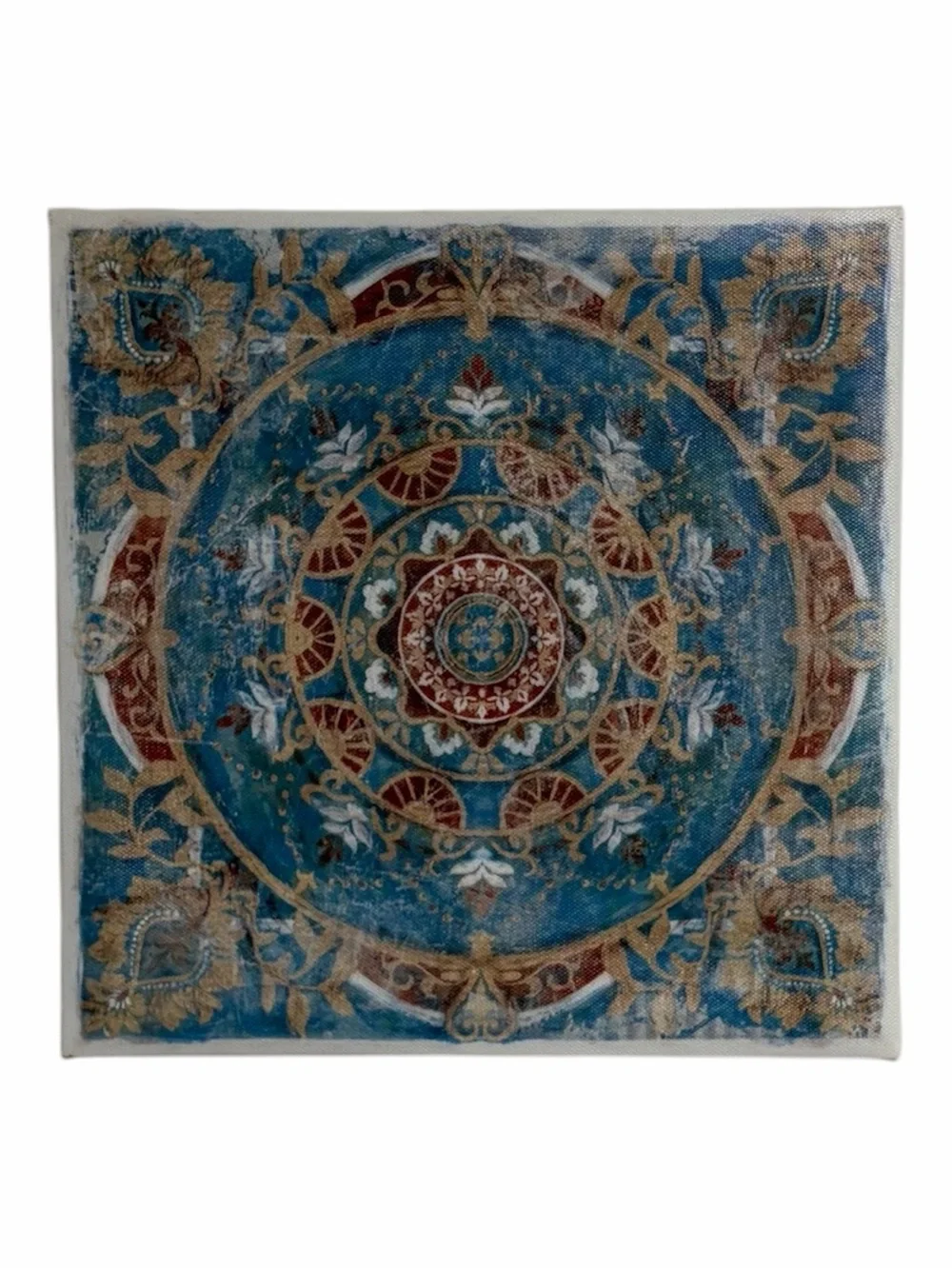Small Teal and Gold Mandala Wall Art Canvas - Decorative Home Wall Decor